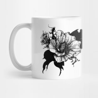 Blackout, ink marker black and white flower illustration Mug